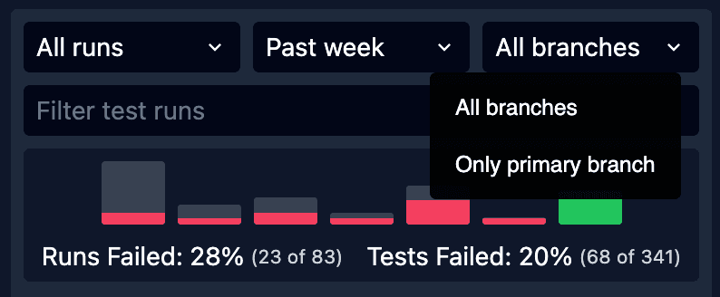 Recent Runs filters